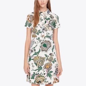Tory Burch Port Shirtdress Ivory Happy Times Floral Mini Dress Polo Collared